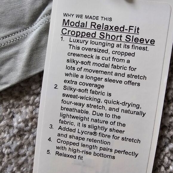 Modal Relaxed-Fit Cropped Short-Sleeve Shirt Jade Grey - Picture 6 of 7